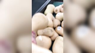 Perverted Algerian mom chooses veggies to tease her XXX pussy with