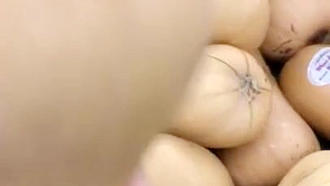 Perverted Algerian mom chooses veggies to tease her XXX pussy with