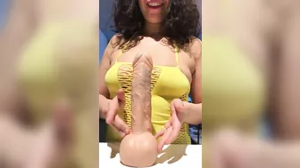 Busty Muslim wench demonstrates how she can stroke XXX rubber dick