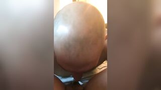 Turkish mom temptingly spreads legs for bald boy who gives XXX cunnilingus