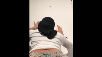 Stacked mom in hijab and tight pants moves her XXX shaped ass on camera