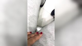 Arab mom sits in front of mirror and captures her own XXX masturbation