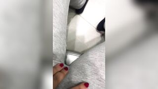 Arab mom sits in front of mirror and captures her own XXX masturbation