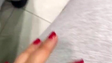 Arab mom sits in front of mirror and captures her own XXX masturbation