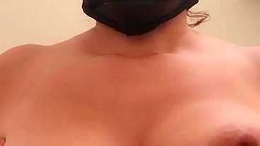 Arab mom with XXX mask on face sticks tongue out asking for some sperm