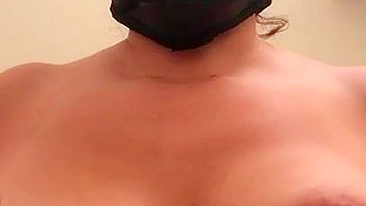 Arab mom with XXX mask on face sticks tongue out asking for some sperm