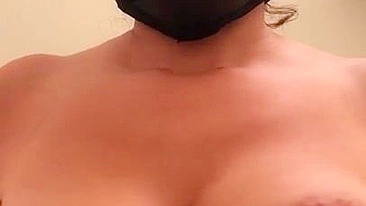 Arab mom with XXX mask on face sticks tongue out asking for some sperm