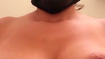 Arab mom with XXX mask on face sticks tongue out asking for some sperm