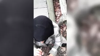 Shy Syrian mom in hijab is coerced into a XXX blowjob in the woods