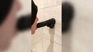 Mom in hijab enjoys wild XXX blowjob she demonstrates on a dildo