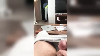 Guy freakily jerks off in front of his XXX appealing Muslim maid