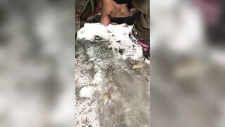 Winsome mom exposes juicy cunt when she pisses in outdoor XXX video