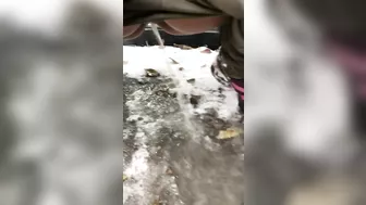 Winsome mom exposes juicy cunt when she pisses in outdoor XXX video