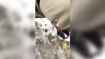 Winsome mom exposes juicy cunt when she pisses in outdoor XXX video