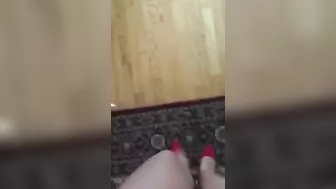 Arab mom relieves XXX stress when she walks around in red high heels Arab mom relieves XXX stress when she walks around in red high heels