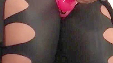 Boy captures Arab mom in black with naked breasts and pink XXX toy