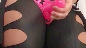 Boy captures Arab mom in black with naked breasts and pink XXX toy