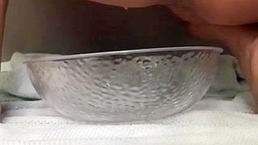 Arab mom receives XXX satisfaction and squirts a lot in a glass bowl