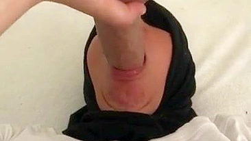 Arab mom in hijab drills her throat with sex toy in the solo XXX video