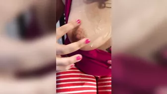 Slutty Arab mom enjoys taste of XXX sperm all over her perky tits