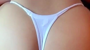 Playful Arab mom in thong shakes big XXX booty in front of her husband