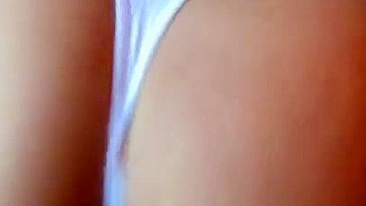 Playful Arab mom in thong shakes big XXX booty in front of her husband