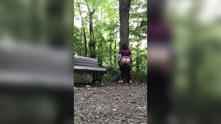 Eccentric Arab mom flashes her big XXX ass outdoors in the park