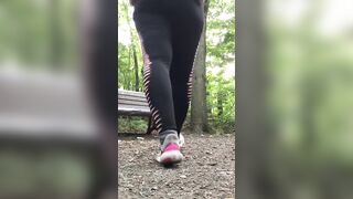 Eccentric Arab mom flashes her big XXX ass outdoors in the park