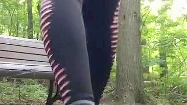 Eccentric Arab mom flashes her big XXX ass outdoors in the park