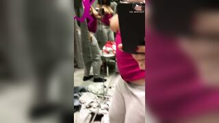 Shameless Arab mom shows and records her tits in the changing booth