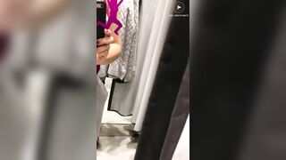 Shameless Arab mom shows and records her tits in the changing booth