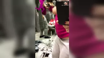 Shameless Arab mom shows and records her tits in the changing booth