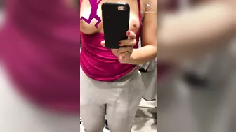 Shameless Arab mom shows and records her tits in the changing booth