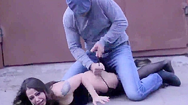 Creepy ruffian brutally attacked and rape poor mom In the in a dark alley