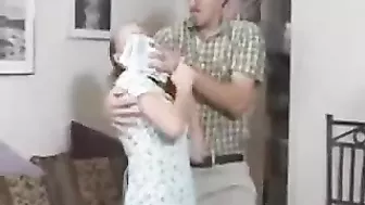 Perv dad passed out daughter with chloroform and uses her while mom sleep