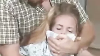 Perv dad passed out daughter with chloroform and uses her while mom sleep