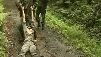 Captured woman enemy soldier brutally fucked by paramilitary soldiers