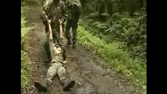 Captured woman enemy soldier brutally fucked by paramilitary soldiers