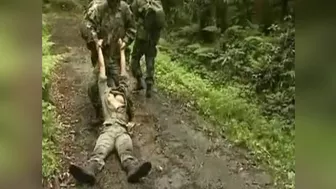 Captured woman enemy soldier brutally fucked by paramilitary soldiers