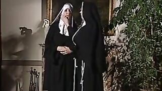 Sinful lesbian nuns in the church finger and suck each others pussy and ass hole