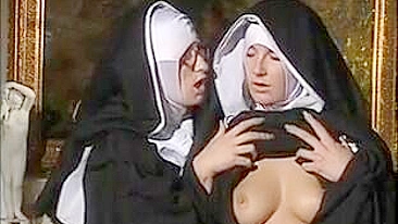 Sinful lesbian nuns in the church finger and suck each others pussy and ass hole