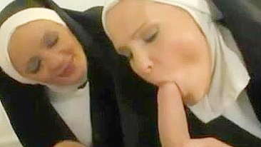 Sinful nuns taking care of injured man but hard boner distracted them