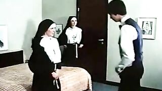 Nympho sinful nuns from 1970s hard fucked with hotel service staff