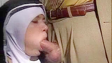 Sinful nun gets anal fucked in kitchen church with immodest priest