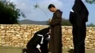 Sinful nuns is horny and make forbidden sex with a monk