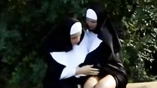 Sinful nuns is horny and make forbidden sex with a monk