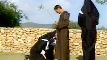 Sinful nuns is horny and make forbidden sex with a monk