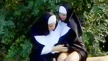 Sinful nuns is horny and make forbidden sex with a monk