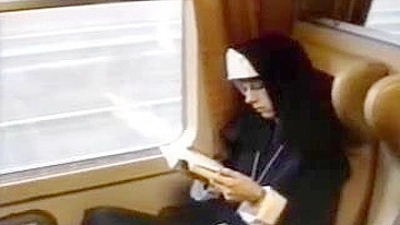 Kinky sinful nun shame the church by fucking hard on the train