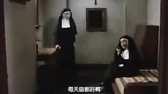 Japanese sinful nun suddenly got horny and masturbates in the monastery